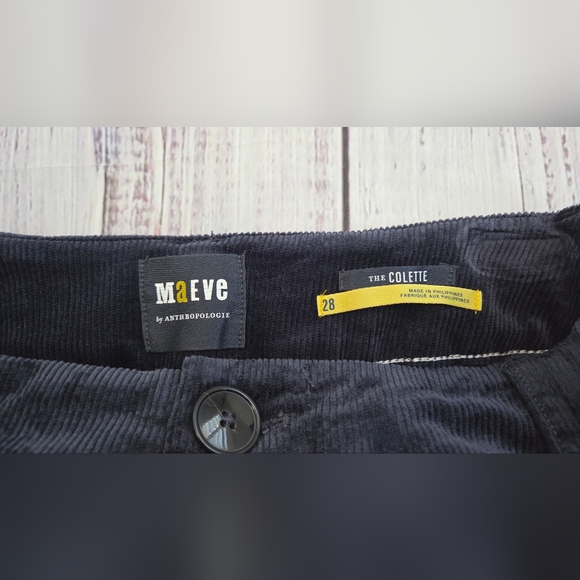 Anthropologie Maeve The Colette Corduroy Crop Wide-Leg Pants Navy Blue 28 - Picture 5 of 8